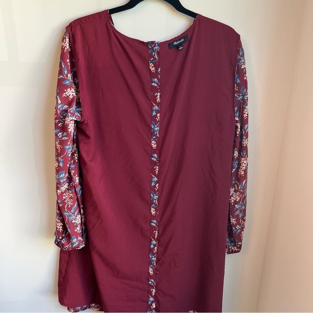 Madewell Red Sheath Dress V-Neck Long Sleeve - Size Large - Picture 14 of 16